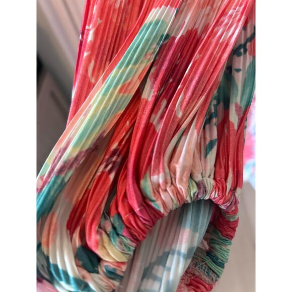 H&M Pleated Floral Balloon Sleeve Wrap Dress - Size XL - Picture 6 of 10